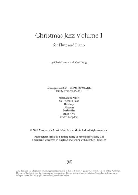 Christmas Jazz Volume 1 (flute) - 5 Christmas/Holiday Pieces In Jazz Styles (also Funk, And Ballad)